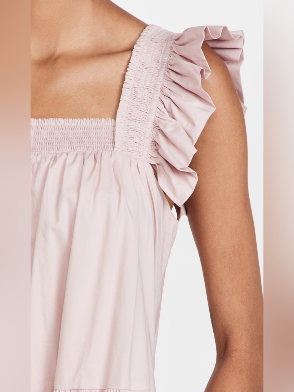 English Factory Dust Pink Ruffle Strap Tiered Maxi Dress size small - Picture 5 of 11